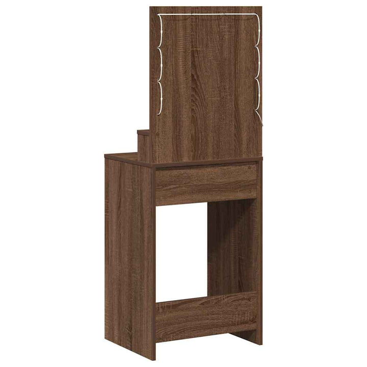 Klædeskab med spejllys Brun eg 50 x 41 x 135 cm Konstrueret træ