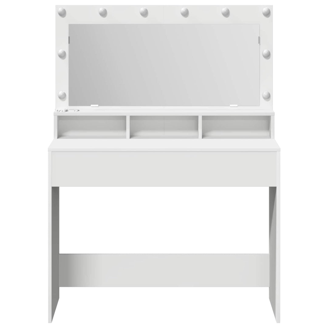Klædeskab med spejllys Hvid 100 x 41 x 135 cm Konstrueret træ
