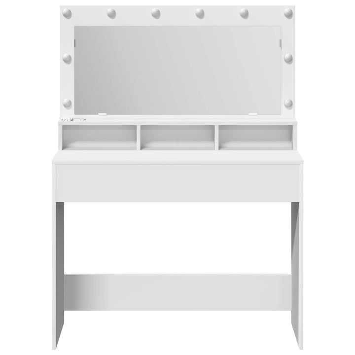 Klædeskab med spejllys Hvid 100 x 41 x 135 cm Konstrueret træ