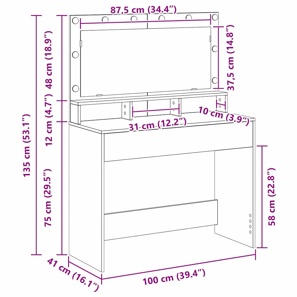 Klædeskab med hylde Beton Grå 100 x 41 x 135 cm Konstrueret træ