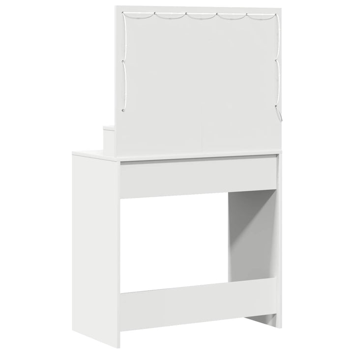 Klædeskab med spejllys Hvid 78,5 x 41 x 135 cm Konstrueret træ