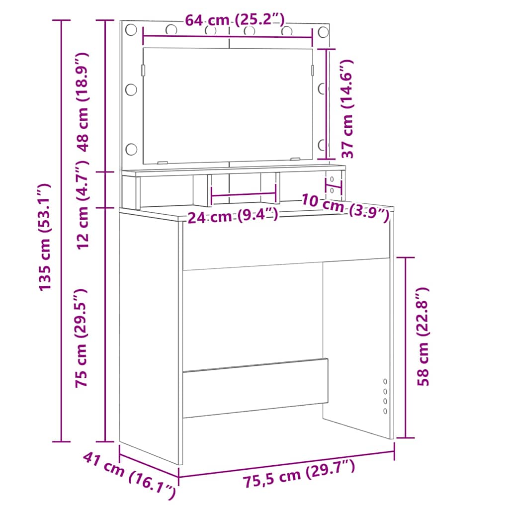 Klædeskab med hylde Røget eg 75,5 x 41 x 135 cm Konstrueret træ