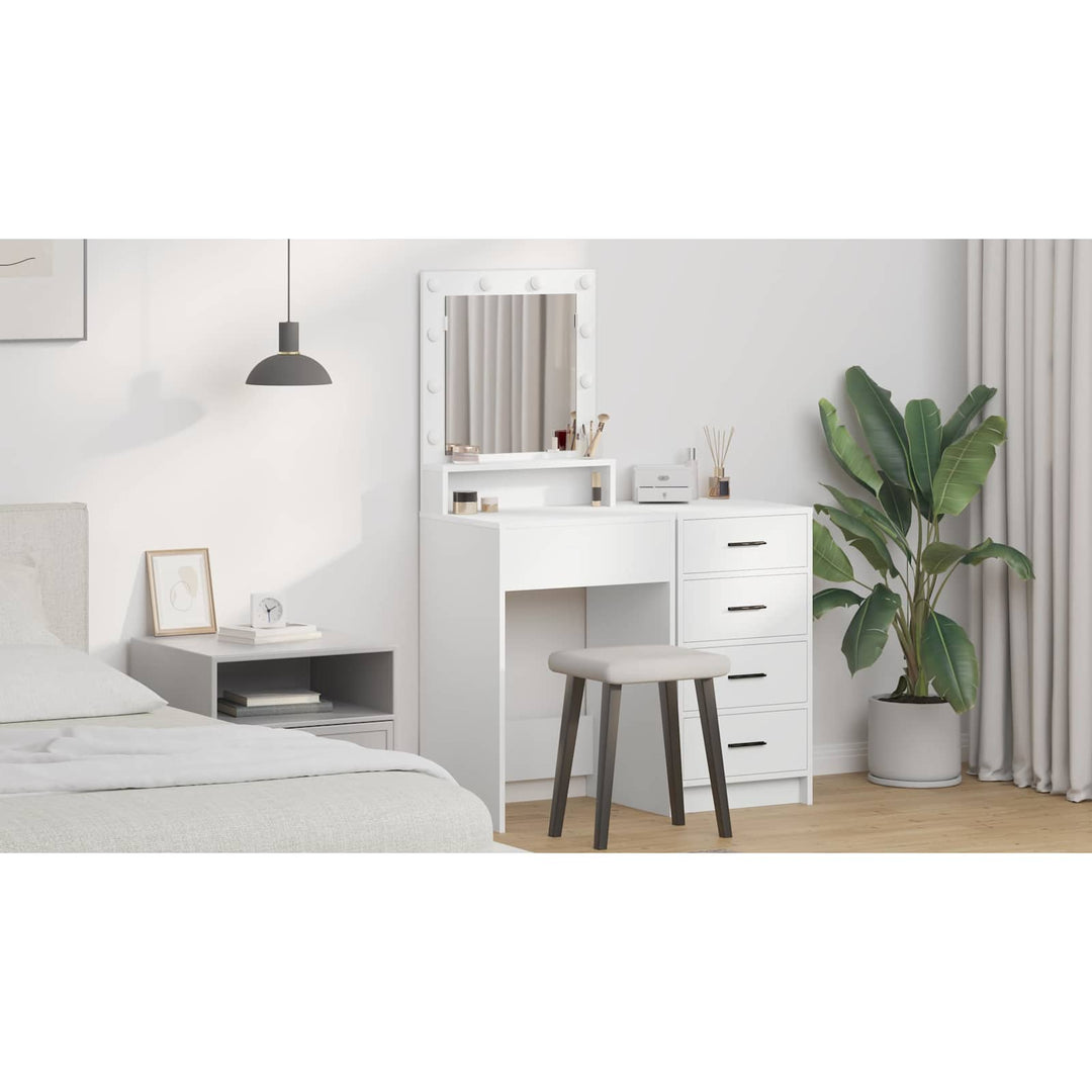 Klædeskab med spejllys Hvid 50 x 41 x 135 cm Konstrueret træ