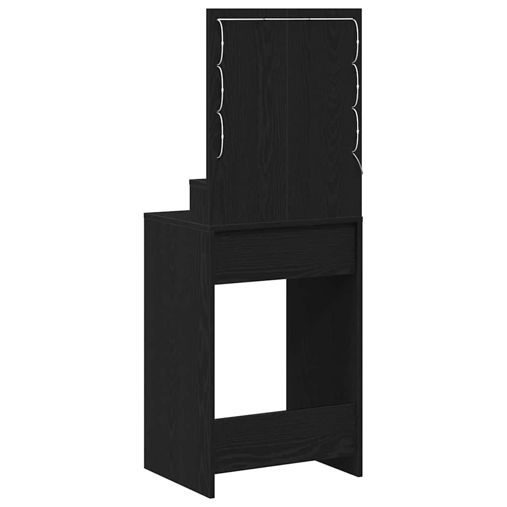 Klædeskab med spejllys Sort eg 50 x 41 x 135 cm Konstrueret træ