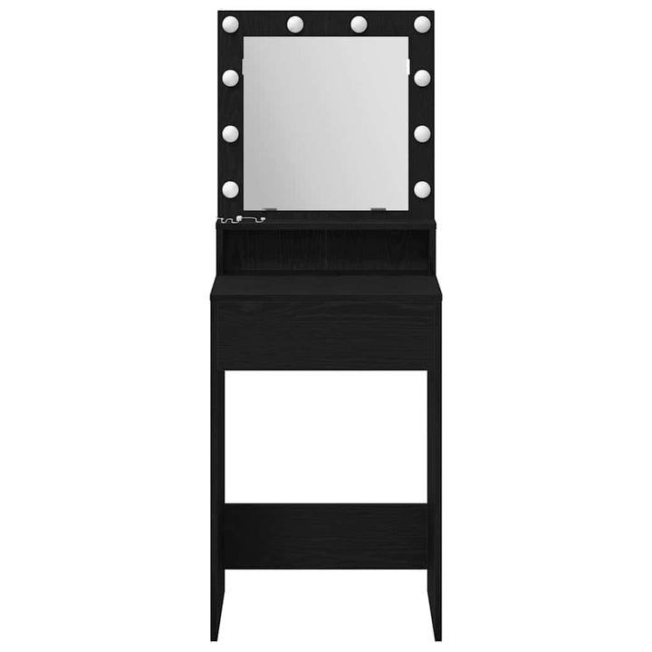 Klædeskab med spejllys Sort eg 50 x 41 x 135 cm Konstrueret træ