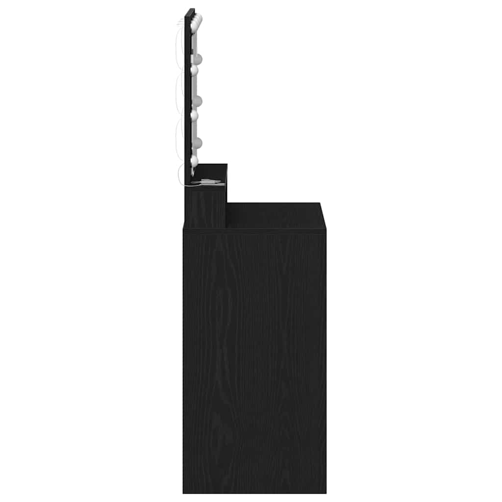 Klædeskab med spejllys Sort eg 50 x 41 x 135 cm Konstrueret træ