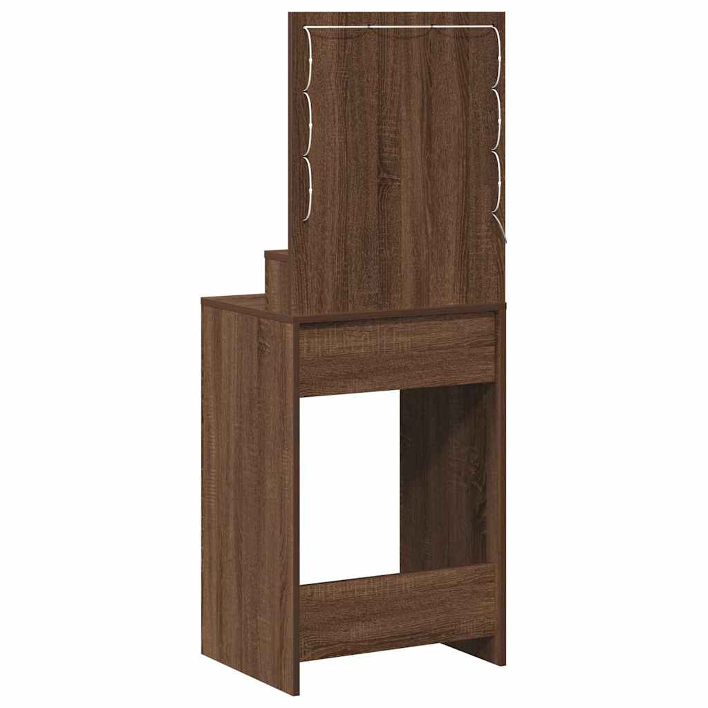 Klædeskab med spejllys Brun eg 50 x 41 x 135 cm Konstrueret træ