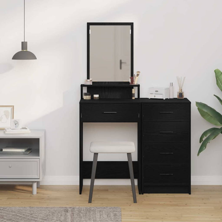 Klædeskab med skuffe Sort eg 50 x 41 x 140 cm Konstrueret træ