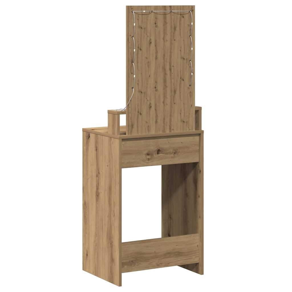 Klædeskab med spejllys Brun 50 x 41 x 140 cm Konstrueret træ