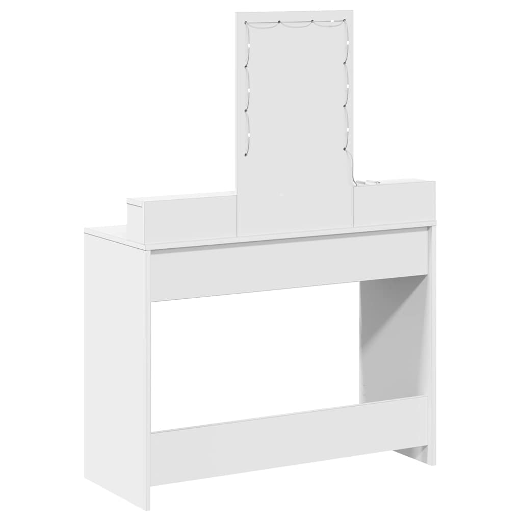 Klædeskab med spejllys Hvid 100 x 41 x 140 cm Konstrueret træ