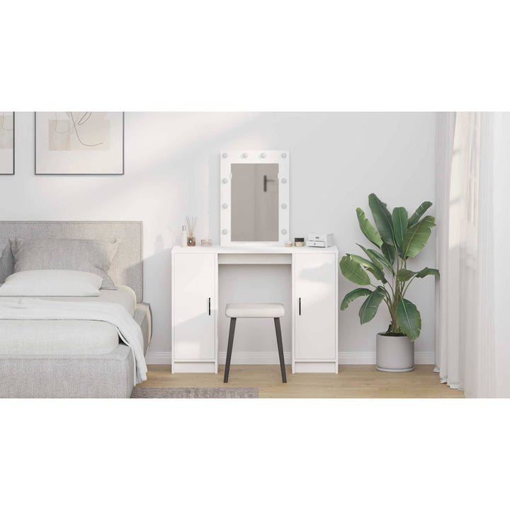 Klædeskab med spejllys Hvid 102 x 33 x 135 cm Konstrueret træ