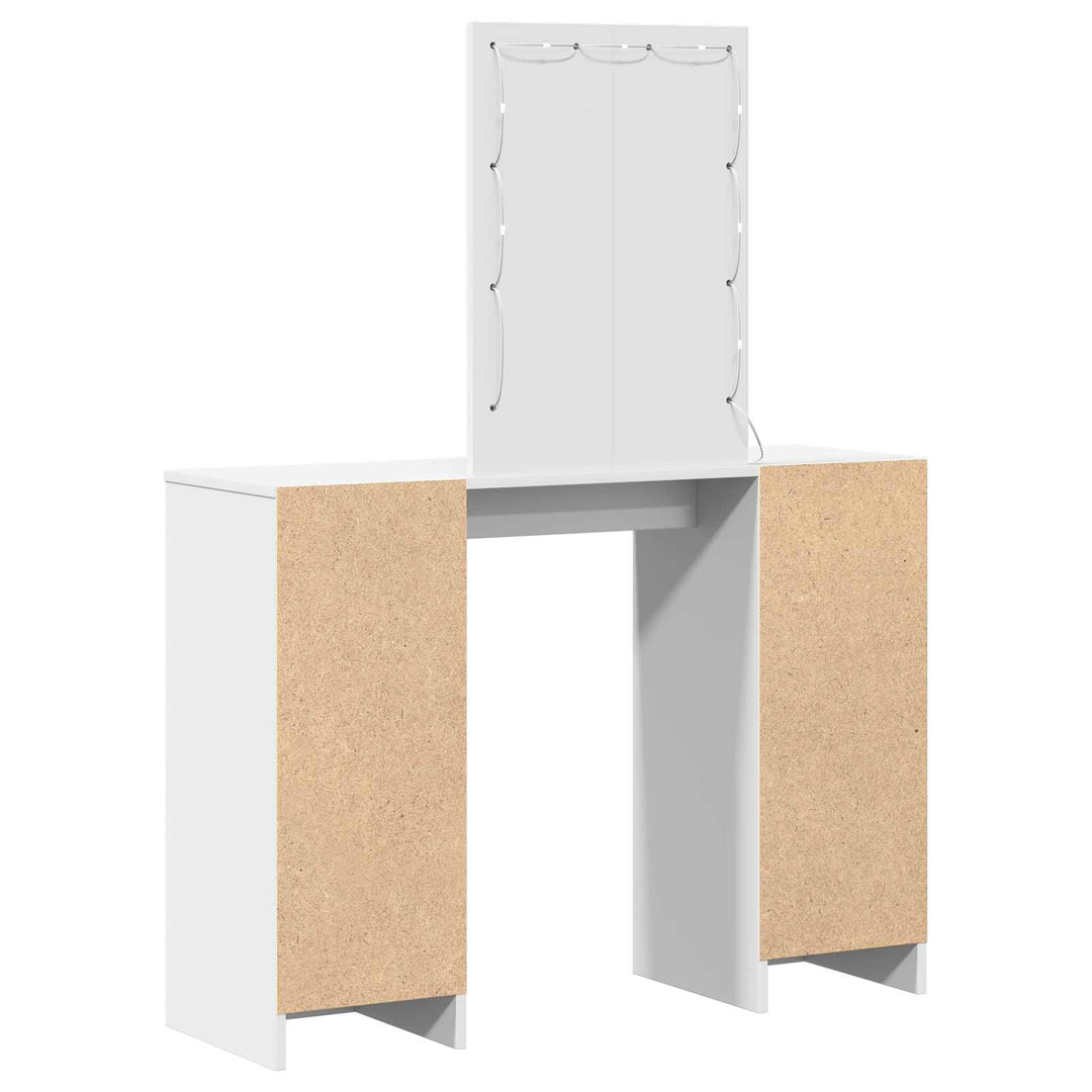 Klædeskab med spejllys Hvid 102 x 33 x 135 cm Konstrueret træ