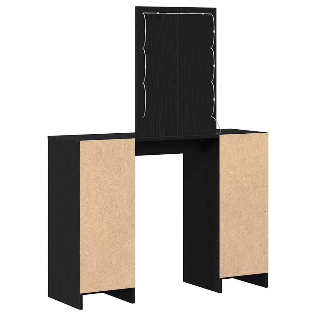 Klædeskab med spejllys Sort 102 x 33 x 135 cm Konstrueret træ