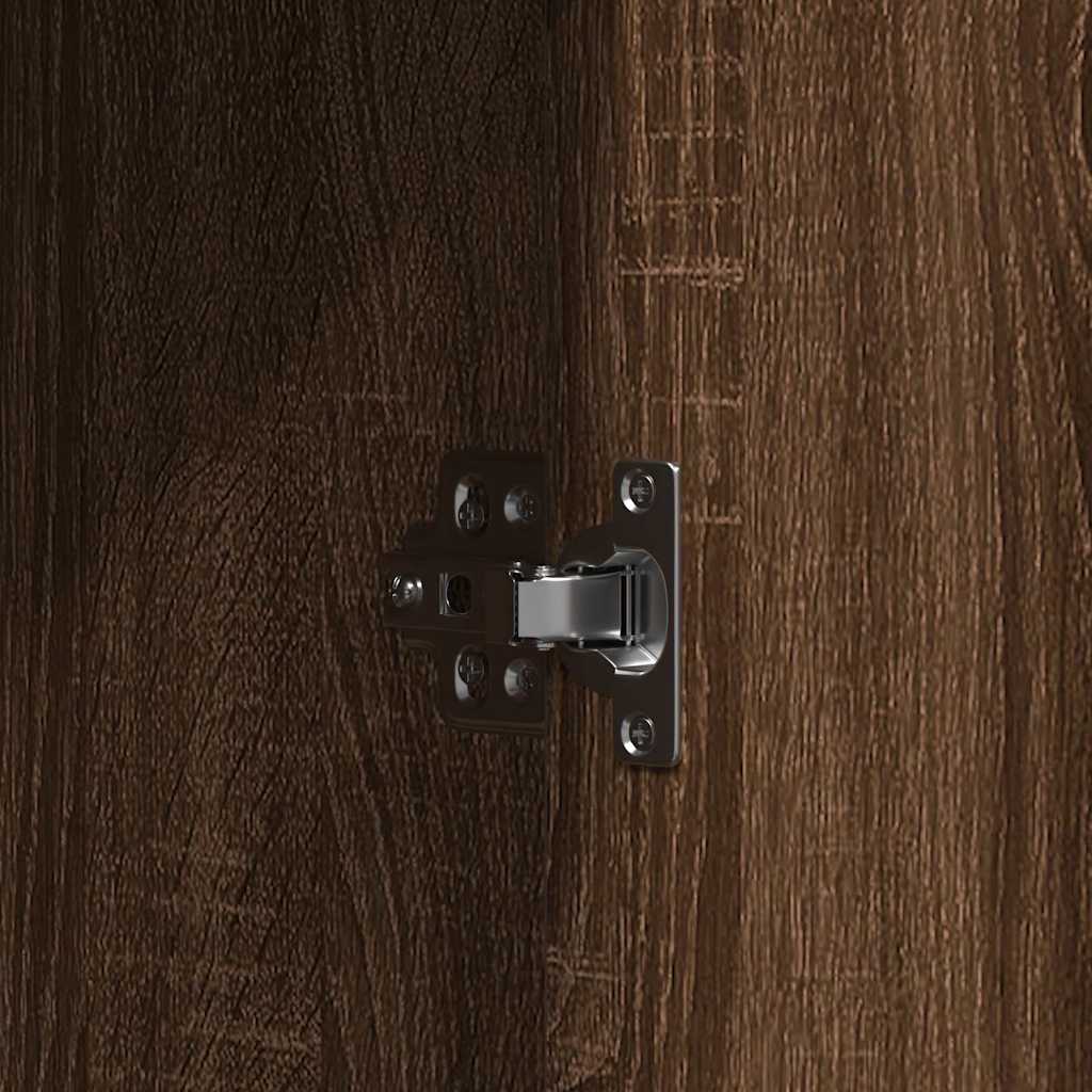 Klædeskab med spejllys Brun 102 x 33 x 135 cm Konstrueret træ