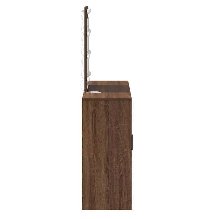 Klædeskab med spejllys Brun 102 x 33 x 135 cm Konstrueret træ