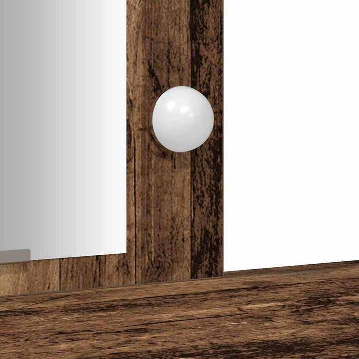 Klædeskab med spejllys Brun 102 x 33 x 135 cm Konstrueret træ