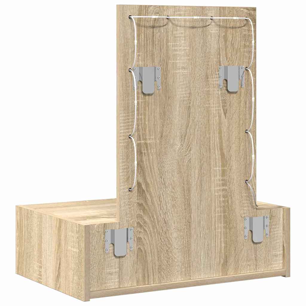 Klædeskab med spejllys Brun 60 x 40 x 70 cm Konstrueret træ