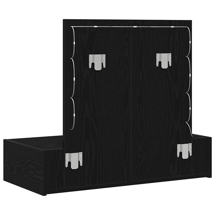 Klædeskab med spejllys Sort 83 x 40 x 70 cm Konstrueret træ
