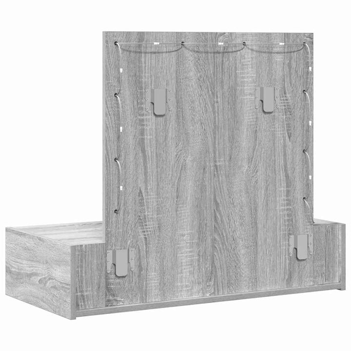 Klædeskab med spejllys Grå 83 x 40 x 70 cm Konstrueret træ
