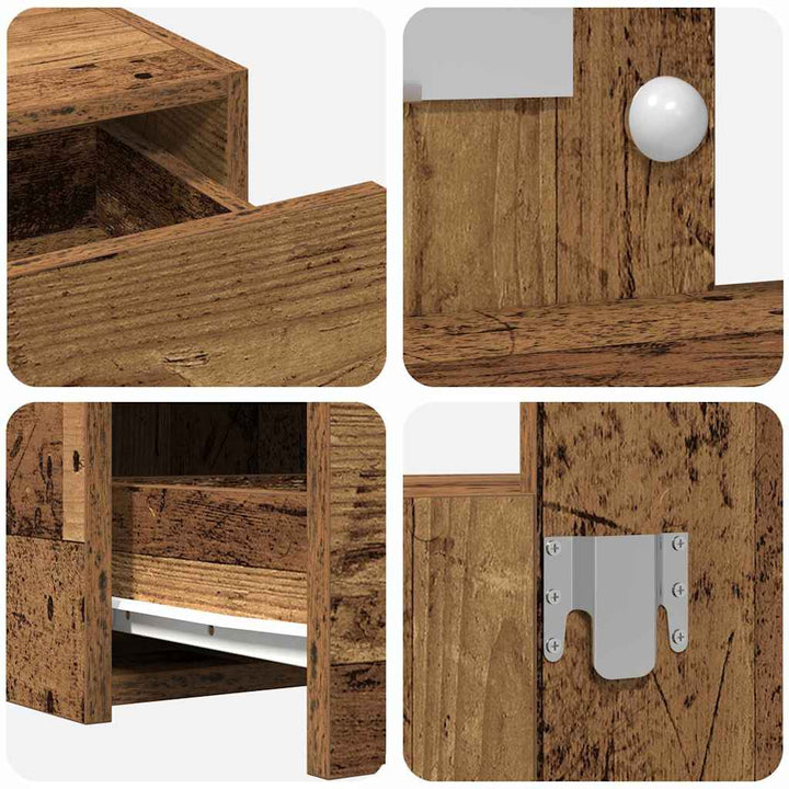 Klædeskab med spejllys Brun 83 x 40 x 70 cm Konstrueret træ