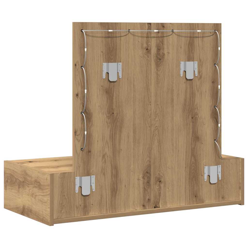 Klædeskab med spejllys Brun 83 x 40 x 70 cm Konstrueret træ