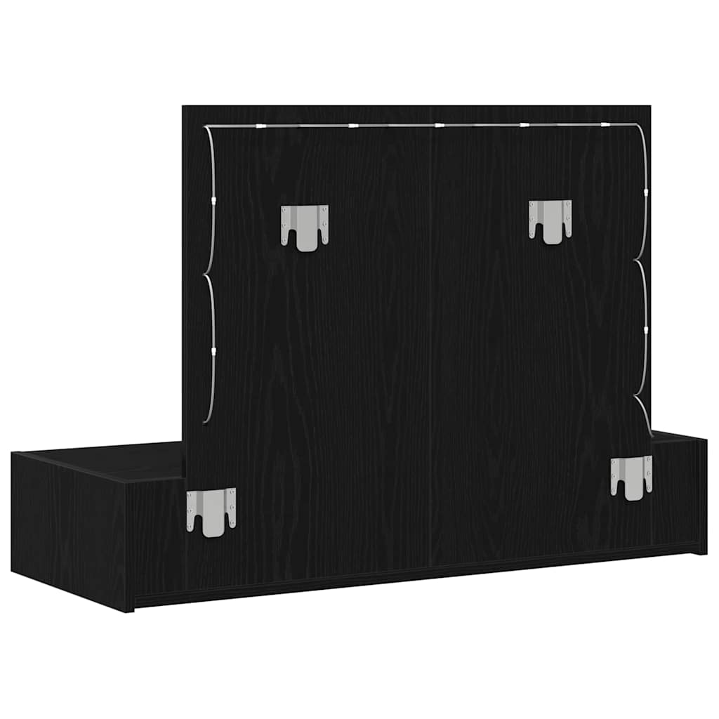 Klædeskab med spejllys Sort 100 x 40 x 70 cm Konstrueret træ