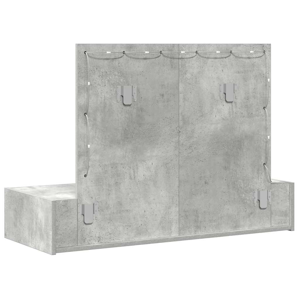 Klædeskab med spejllys Grå 100 x 40 x 70 cm Konstrueret træ