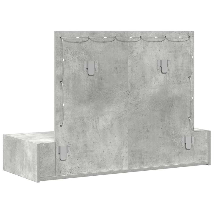 Klædeskab med spejllys Grå 100 x 40 x 70 cm Konstrueret træ