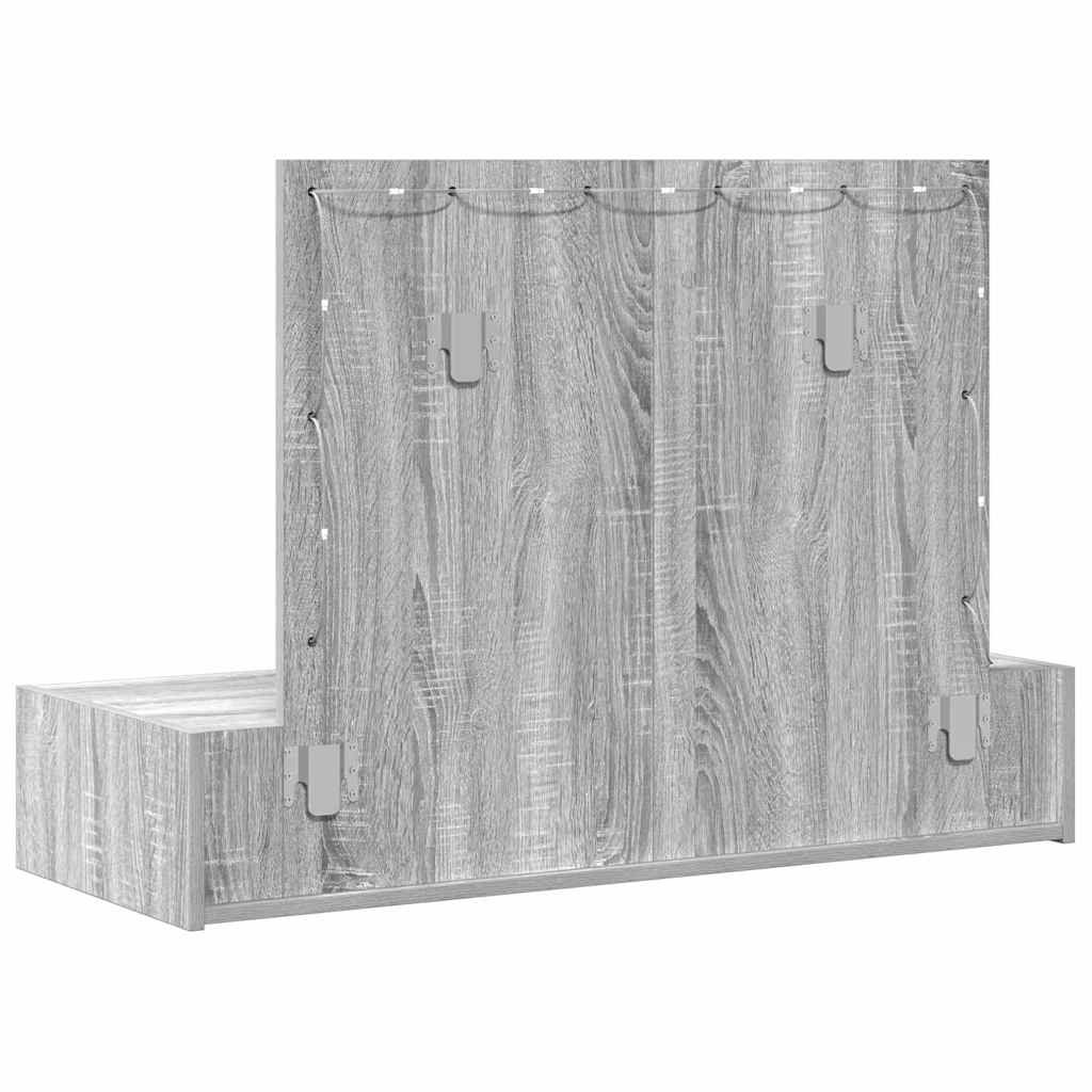 Klædeskab med spejllys Grå 100 x 40 x 70 cm Konstrueret træ