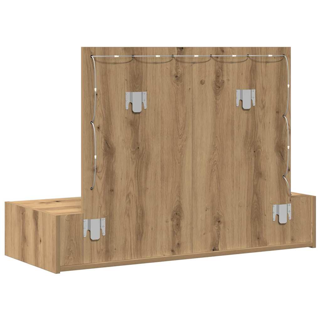 Klædeskab med spejllys Brun 100 x 40 x 70 cm Konstrueret træ