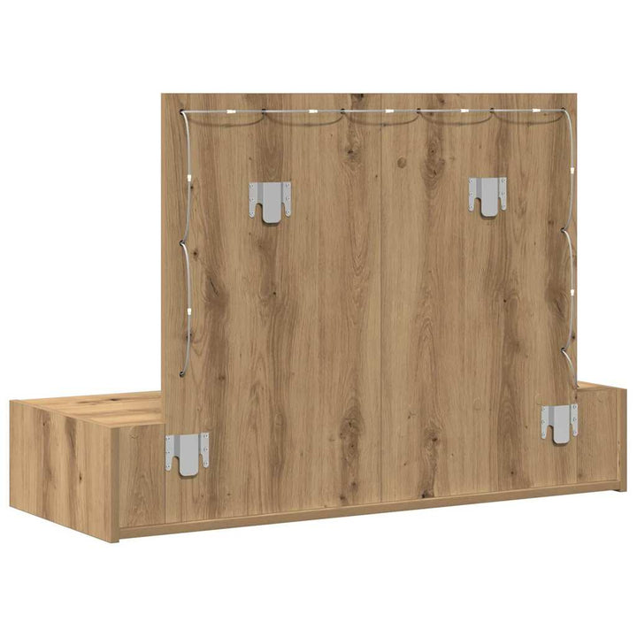Klædeskab med spejllys Brun 100 x 40 x 70 cm Konstrueret træ