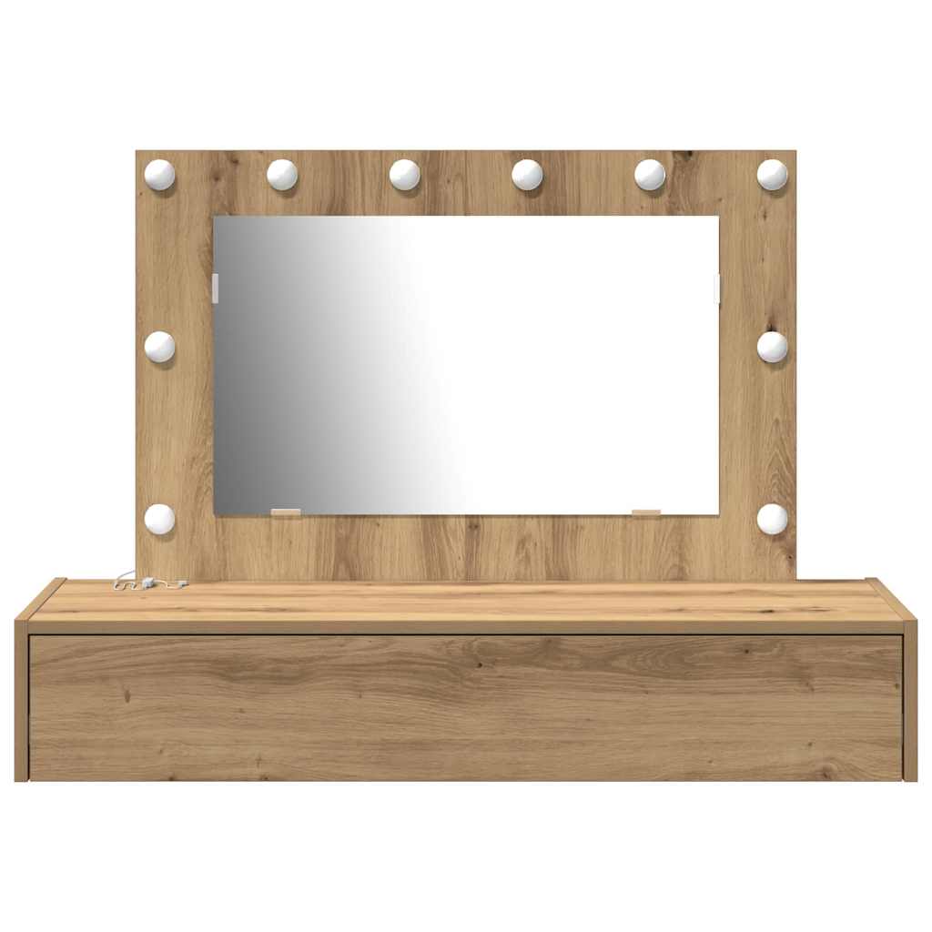 Klædeskab med spejllys Brun 100 x 40 x 70 cm Konstrueret træ