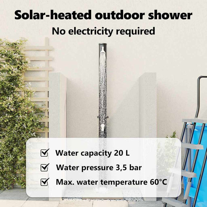 Udendørs Solbruser Sort 217 cm PVC og Aluminium