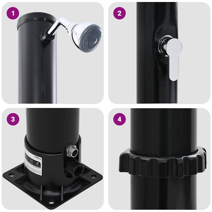Udendørs Solbruser 20 l PVC og Aluminium Sort