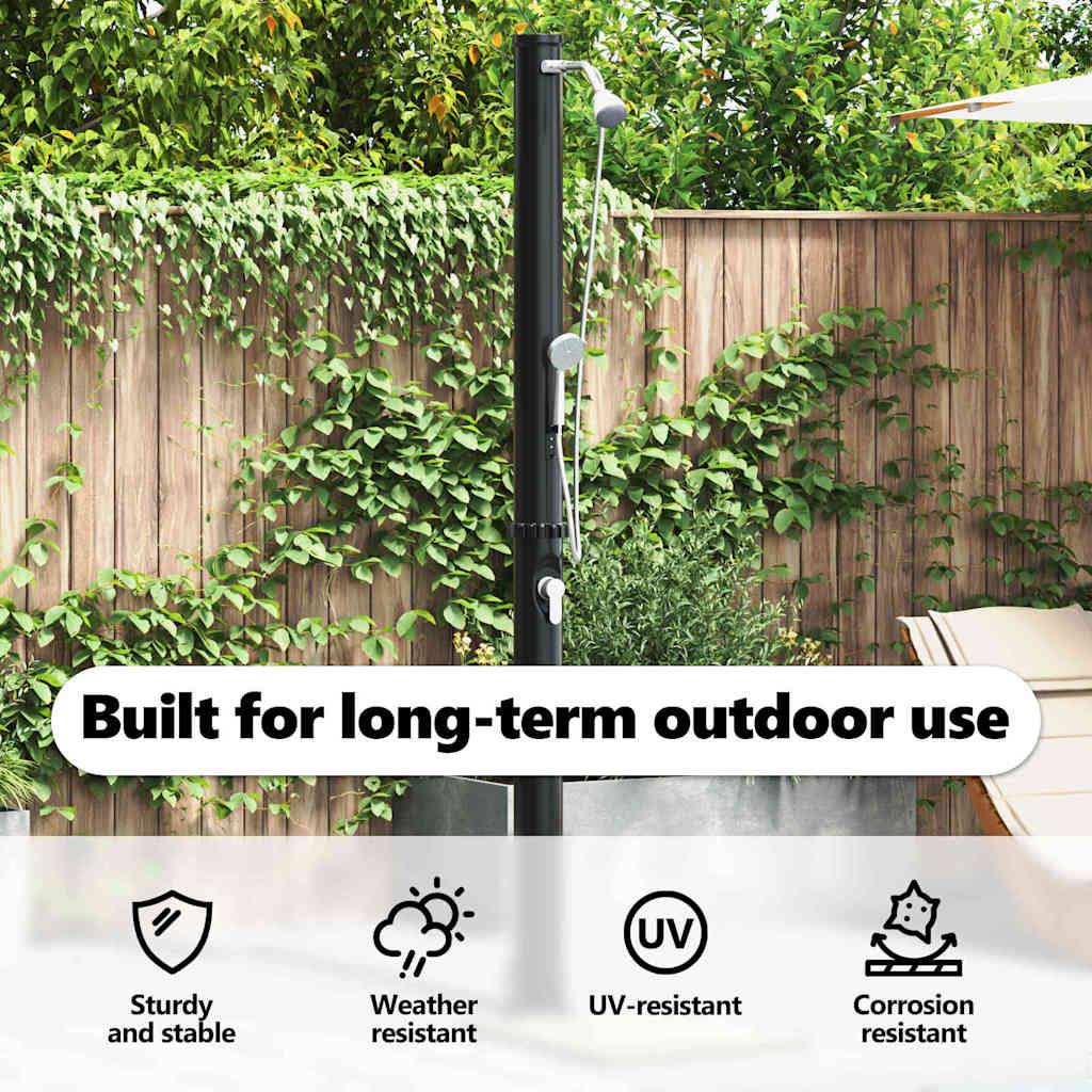 Udendørs Solbruser Sort 217 cm PVC og Aluminium