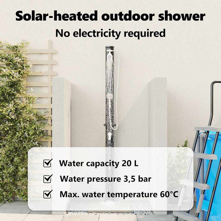 Udendørs Solbruser Sort 217 cm PVC og Aluminium