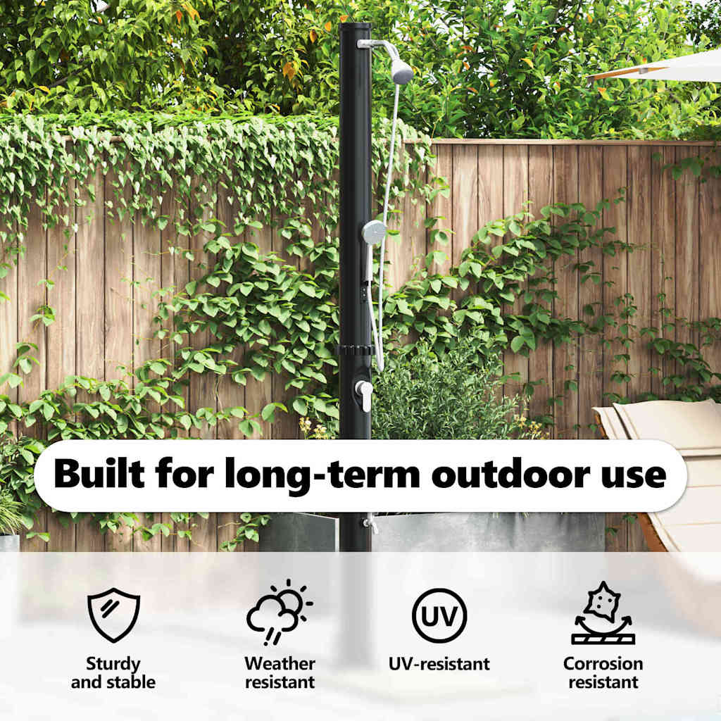 Udendørs Solbruser Sort 217 cm PVC og Aluminium