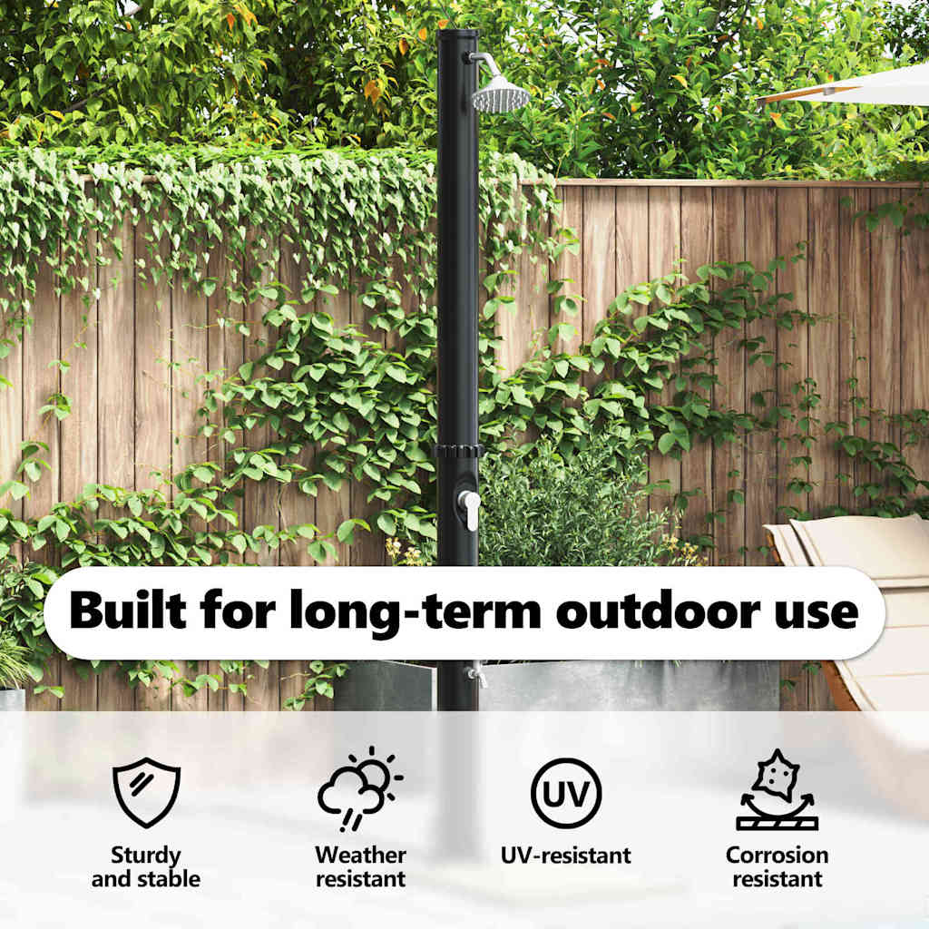 Udendørs Solbruser Sort 217 cm PVC og Aluminium