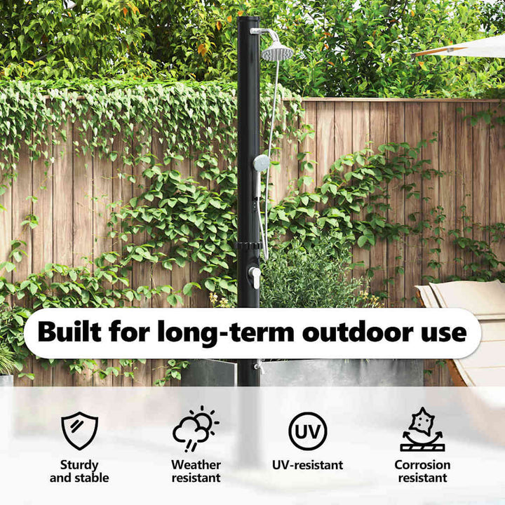 Udendørs Solbruser Sort 217 cm PVC og Aluminium
