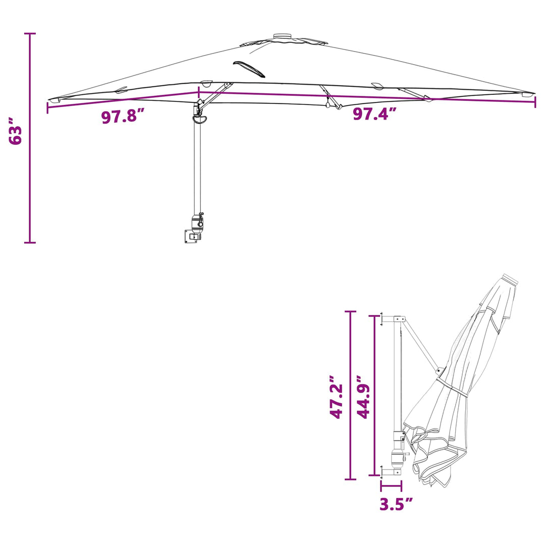 Havesol Sandfarvet 248,5 x 247,5 x 160 cm Polyester og Stål