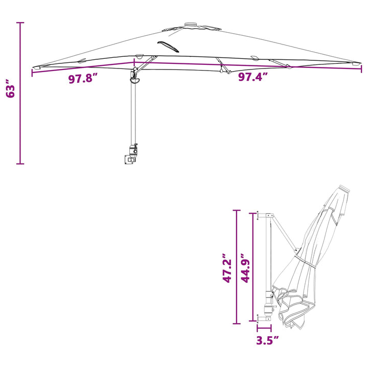 Havesol Sandfarvet 248,5 x 247,5 x 160 cm Polyester og Stål