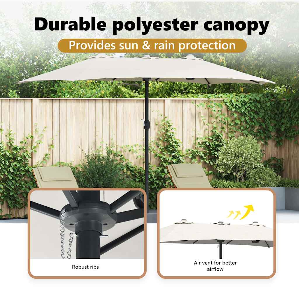Havesol Sandfarvet 385 x 209 x 244 cm Polyester og Stål