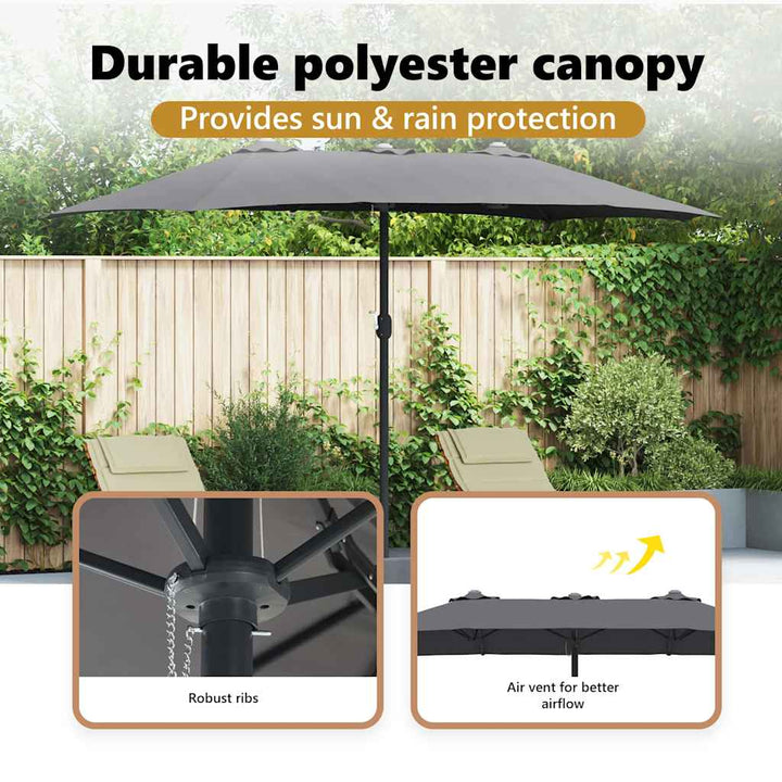 Havesol Antracit 385 x 209 x 244 cm Polyester og Stål