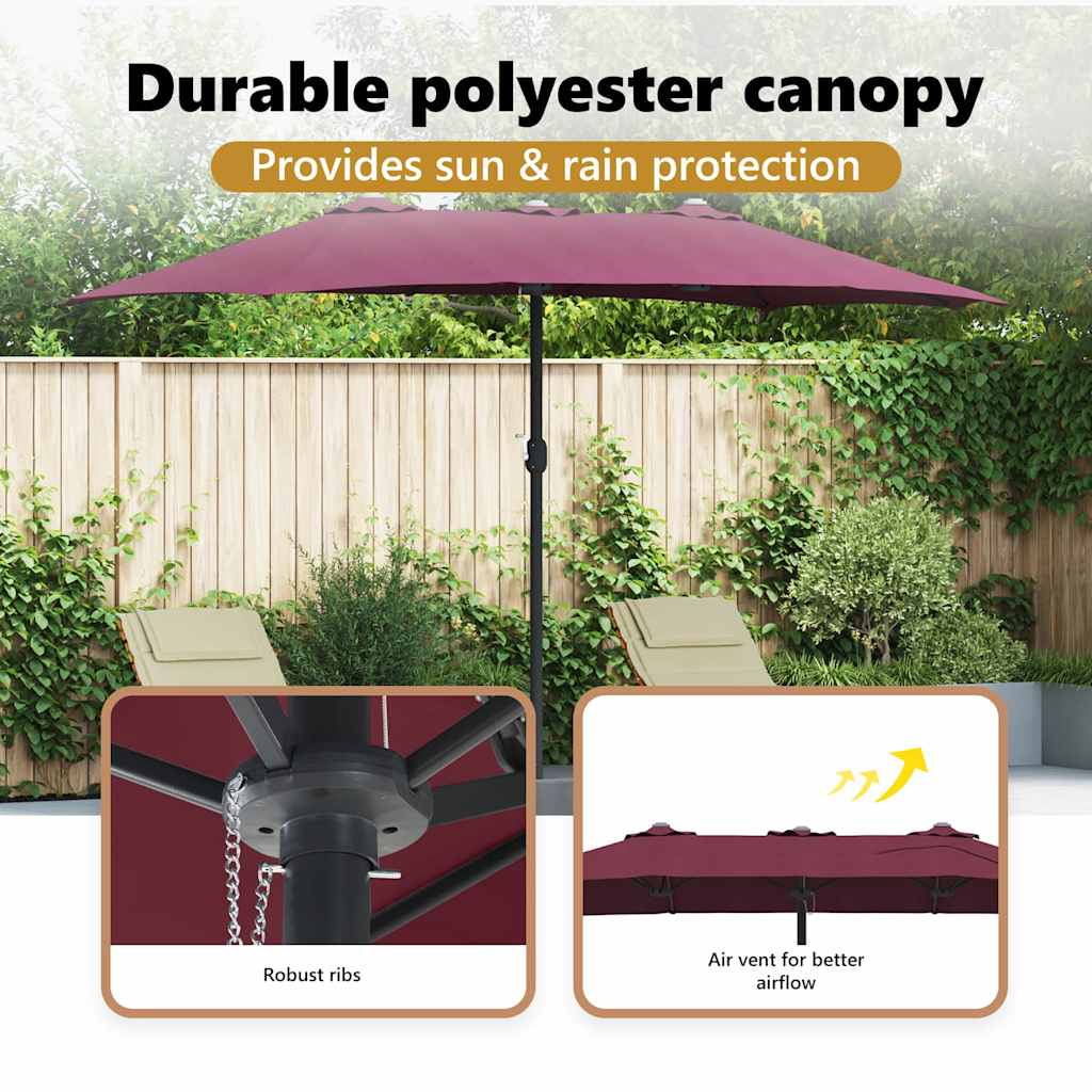 Havesol Bordeaux Rød 385 x 209 x 244 cm Polyester og Stål