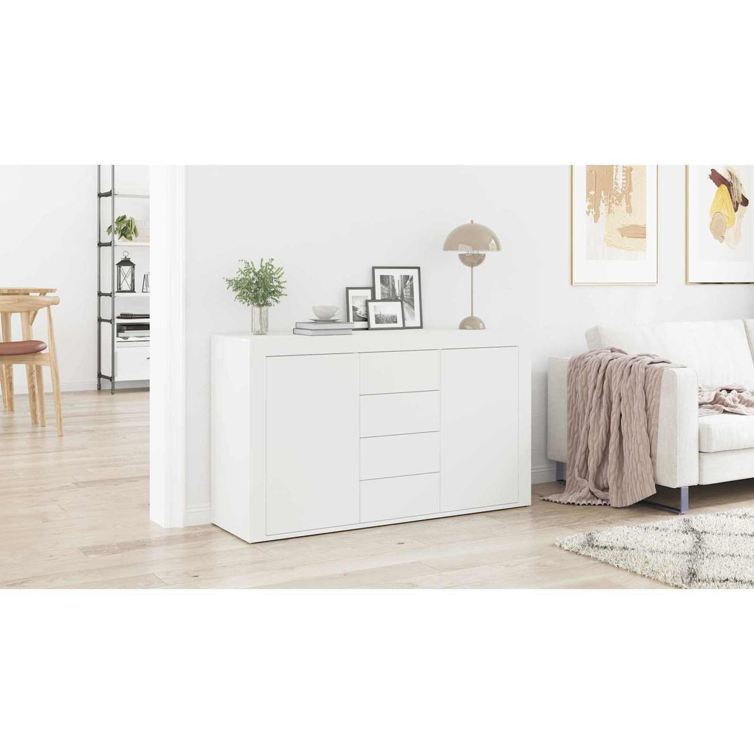 Sideboard med skuffe Hvid 120 x 36 x 69 cm Konstrueret træ