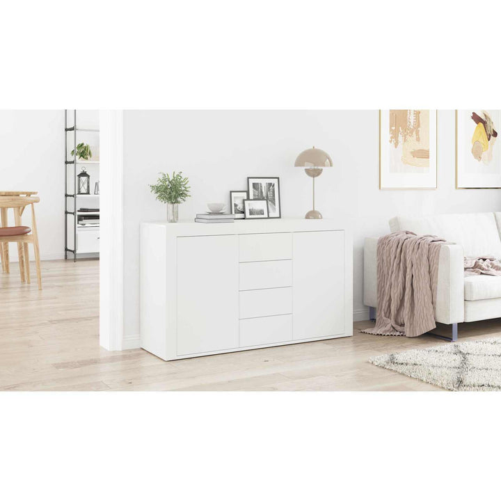 Sideboard med skuffe Hvid 120 x 36 x 69 cm Konstrueret træ