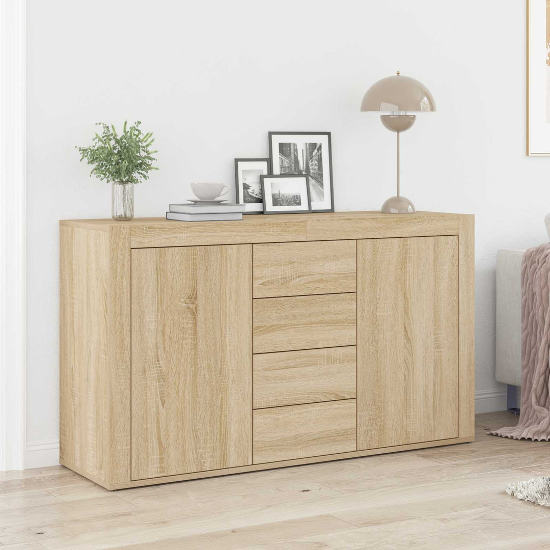 Sideboard med skuffe Sonoma eg 120 x 36 x 69 cm Konstrueret træ
