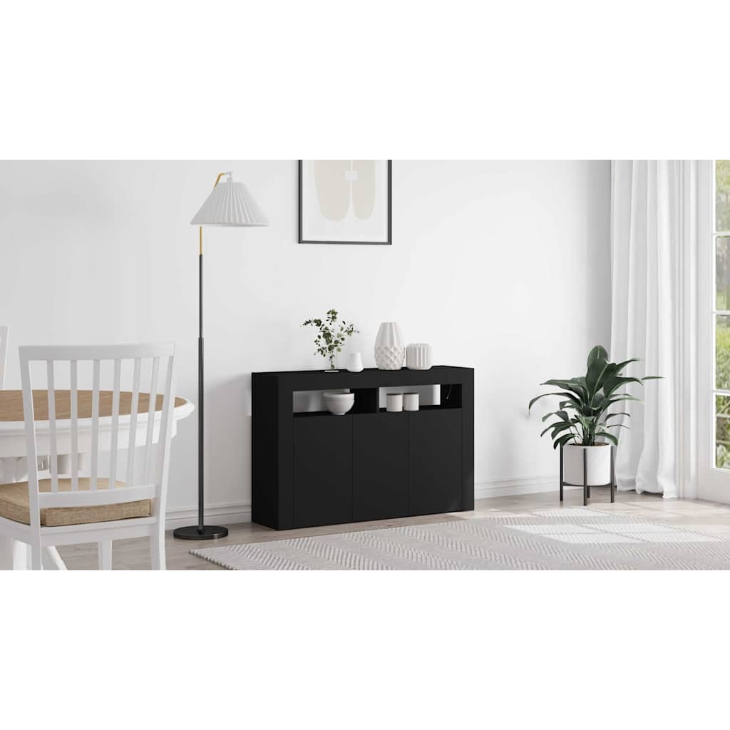 Sideboard Sort 116 x 30 x 75 cm Konstrueret træ