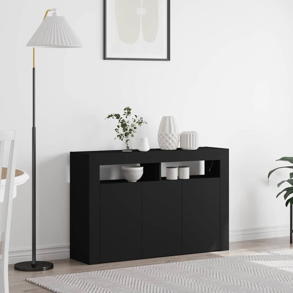 Sideboard Sort 116 x 30 x 75 cm Konstrueret træ
