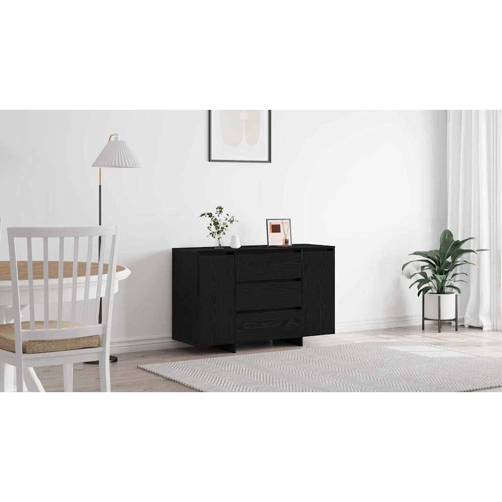 Sideboard med skuffe Sort eg 120 x 41 x 75 cm Konstrueret træ